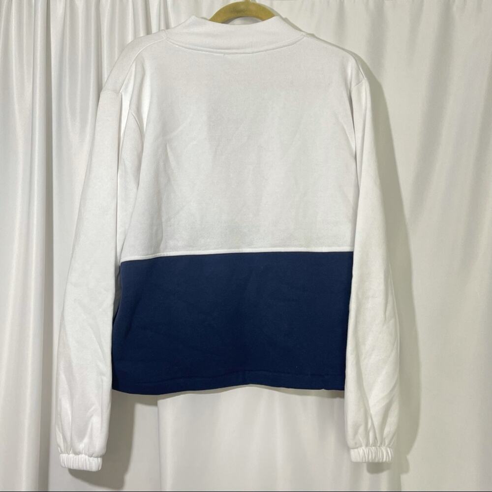 0348 NWT FILA Women's Half Zip Pullover Sweatshirt Colorblock White Blue Fleece - Picture 12 of 13